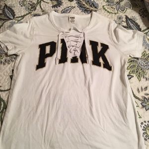 Pink Lace Up Tee
